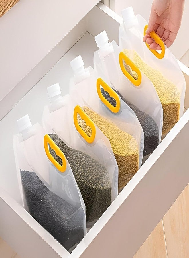 Glitzn 3L Storage Bag Grains Rice Moisture-Proof Sealed Bag, Resealable, Transparent Bags Stand Up Pouch Bags With Portable Handle For Long Term Food Storage Container (pack of 3) - Image 4